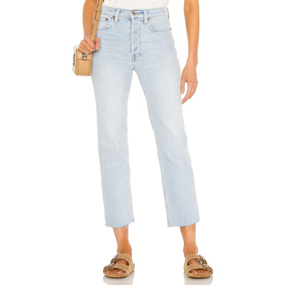Re/Done Denim - Re/Done Originals 70s High-Rise Stovepipe Jeans in Icy Blue Size 30